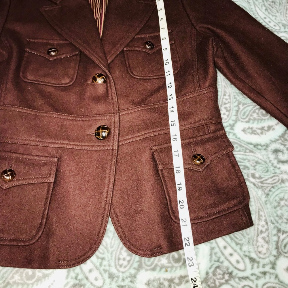 Zara Basic Cranberry Brown Wool Blend Jacket - image 8